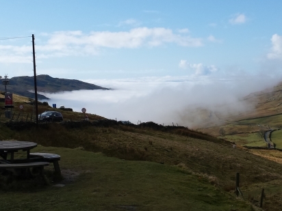 The Windermere valley in mist