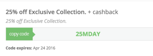 I used promo code 25MDAY