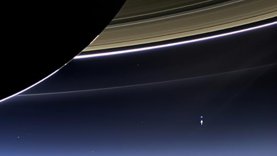 NASA's Cassini spacecraft photographs the Earth and Moon (visible bottom-right) from Saturn (July 19, 2013)