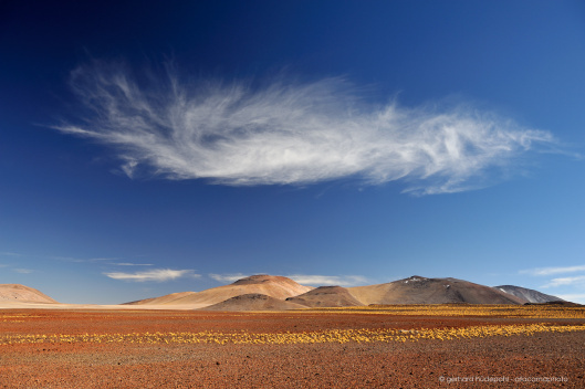 A single cloud over the high desert planes of Chile