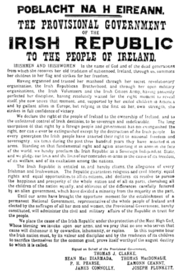 The Easter Proclamation of 1916. Public Domain via Wikimedia Commons.