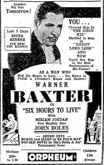 6 Hours to Live newspaper advertisement