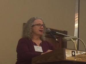Me reading at the Story Circle Luncheon.