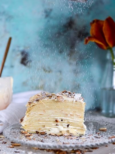 almond cream crepe cake I howsweeteats.com