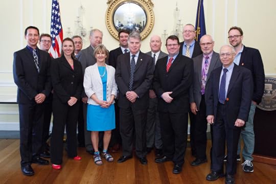 Members of the 2014-2016 Freedom of Information Act (FOIA) Advisory Committee. From left to right: James Holzer, Mark Zaid, Ginger McCall (forner member), Brent Evitt, Larry Gottesman, Melanie Pustay, Nate Jones, David Ferriero, Lee White, Sean Moulton, Marty Michalosky, Jim Hogan, David Pritzker, Clay Johnston.