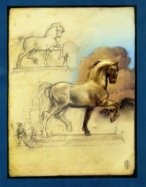 Leonardo's sketch for The Sforza Monument