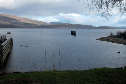 Loch Lomond in the evening. It was raining.