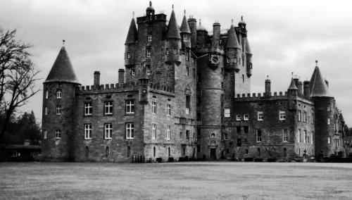 Glamis Castle. The secret, sealed-up room should be visible on the left wall, but is not.
