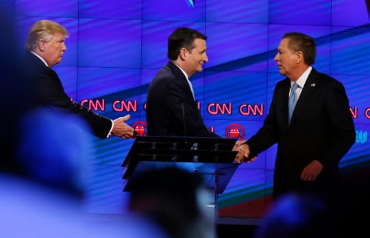 Donald Trump, Ted Cruz and John Kasich after the CNN Republican presidential debate on March 10 in Miami.