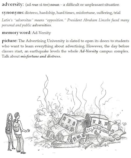 Werdnerd's mnemonic for ADVERSITY from Visualize Your Vocabulary vol. 1