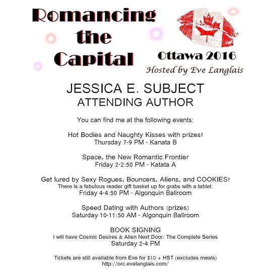 Events for Jessica E. Subject at Romancing the Capital