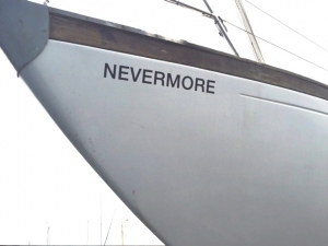 The sloop Nevermore awaits her lost captain in Burnham-on-Crouch, England.