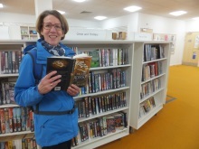 Pauline Rowson at Newhaven Marina with Art Marvik marine crime novel, Silent Running