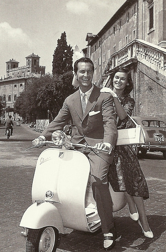 Vespa: Luis Dominguin and Lucia Bosè