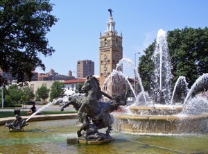 J.C. Nichols Memorial Fountain, by Henri-Léon Gréber, in Mill Creek Park, adjacent to the Country Club Plaza in Kansas City. From Wikipedia.