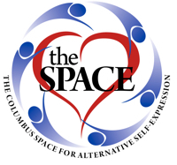 The Space's logo, showing a circle of humanist logos around a red outline of a heart, and in small black wording around the outside the full name as stated in the article.