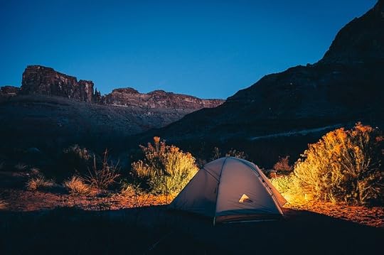 Tent at night, public domain image