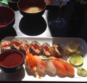 Vi åt make-rulle och sushi