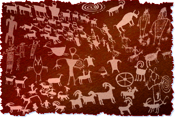 Native American petroglyphs for IN GRAVES BELOW inventing history