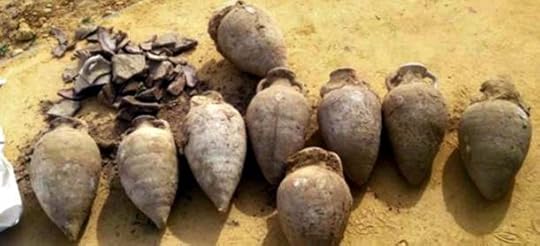 Nine of the 10 complete amphorae.