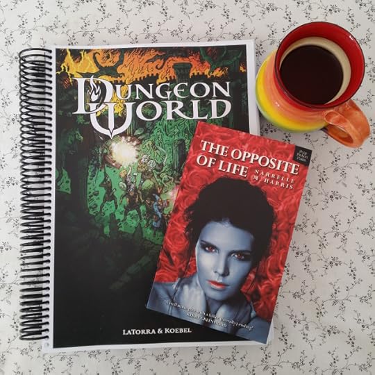 Earl Grey Editing, Mt TBR, Dungeon World, Sage LaTorra, Adam Koebel, The Opposite of Life, Narelle Harris, tea, tea and books