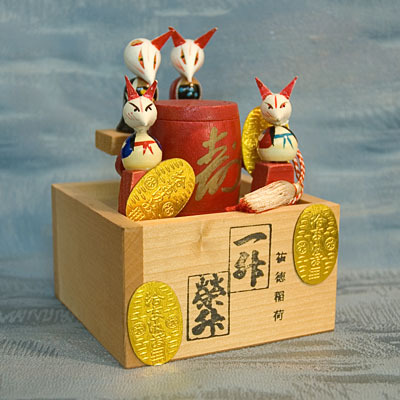 Kokeshi Japanese Wooden Doll Shinto Inari Fox Figurines Japan Tokaido Softypapa Jinja Kitsune
