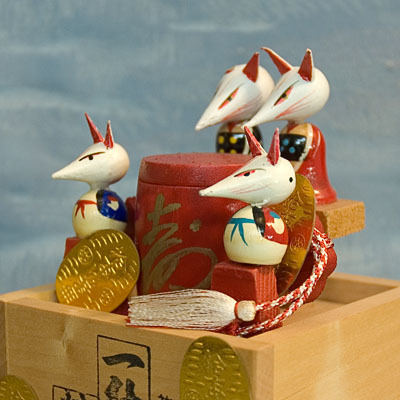 Kokeshi Japanese Wooden Doll Shinto Inari Fox Figurines Japan Tokaido Softypapa Jinja Kitsune