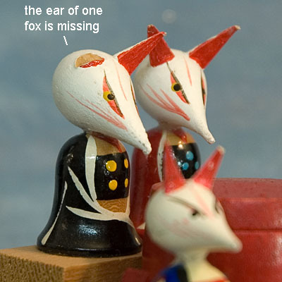 Kokeshi Japanese Wooden Doll Shinto Inari Fox Figurines Japan Tokaido Softypapa Jinja Kitsune