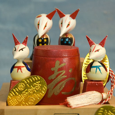 Kokeshi Japanese Wooden Doll Shinto Inari Fox Figurines Japan Tokaido Softypapa Jinja Kitsune