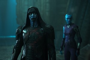 Marvel's Guardians Of The Galaxy L to R: Ronan (Lee Pace) and Nebula (Karen Gillan) Ph: Jay Maidment ©Marvel 2014