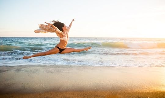 Ballerina jumping outdoor dancer perfect thin shape healthy powerful confident celebration energetic