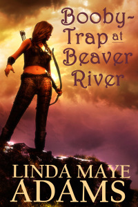 Cover for Booby-Trap at Beaver River showing a woman standing on a cliff