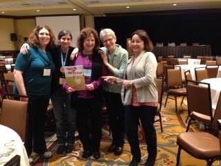Talented, lovely students at conference posing with their teach: (L to R) Cindy Hutter, Gayle Stern, Ellen Mayer (author of A Fish to Feed and other books) & Doreen Buchinski