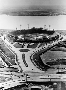 Aerial photo of Roosevelt Stadium in Jersey City.
