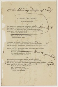 1888 printed copy of Whitman’s “O Captain! My Captain!” with Whitman’s handwritten corrections. Manuscript Division.