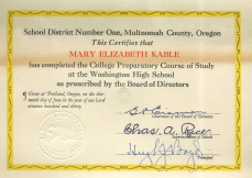 D- 1930 WASHINGTON HIGH SCHOOL DIPLOMA