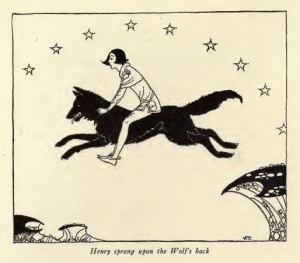 Henry on the wolf's back
