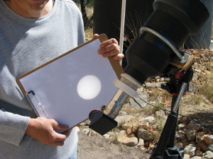sun porjected - sorry, but the dots of sunspots and Mercury too small to show up in the photo