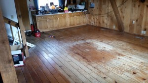 This is what the floor looked like when I moved in. It was so splintery. Also, WAY too much of the same color brown.