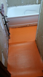 This was the underlayment for the floor. This bathroom is SO TINY.