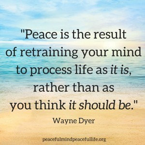 Peace is the result of retraining your mind to process life as it is, rather than as you think it should be. (1)