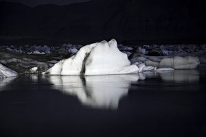 Icebergs at night Jokulsarlon lagoon Iceland