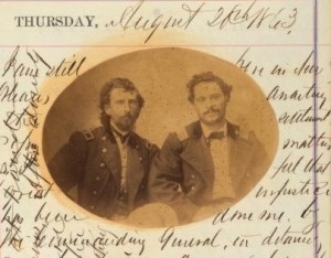 Colonel Nathan W. Daniels (left) and Major Francis E. Dumas (right), officers of the 2nd Regiment of Louisiana Native Guard. From vol. 1 of the Nathan W. Daniels Diary. Manuscript Division.