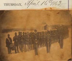 “Picture presented me by the Capt of ‘Company C,’ Capt Chase of my Regiment, not very good still well for Ship Island.” From vol. 1 of Nathan W. Daniels Diary. Manuscript Division.
