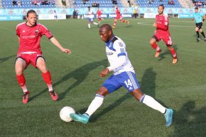Sainey Nyassi in action against Ottawa. PHOTO: FC EDMONTON/UWE WELZ