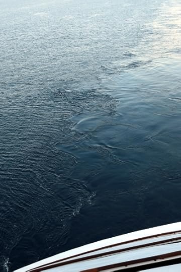 Swirls and eddies in the wake of the ship as we maneuvered into port.