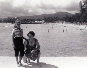 Cathy and Noreen 1957 when we lived in Hawaii