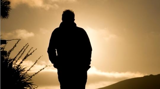 Man walking in sunset
