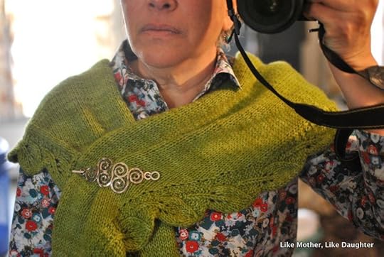green Saroyan shawl ~ Like Mother, Like Daughter
