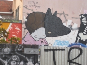 Street Art painting of girl on wall 